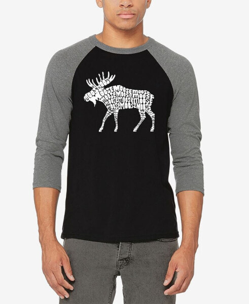 Men's Raglan Sleeves Moose Baseball Word Art T-shirt