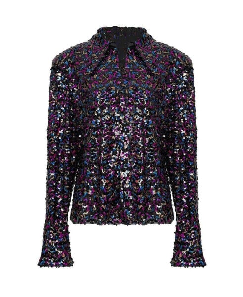 Women's Multicolor Sequined Shirt
