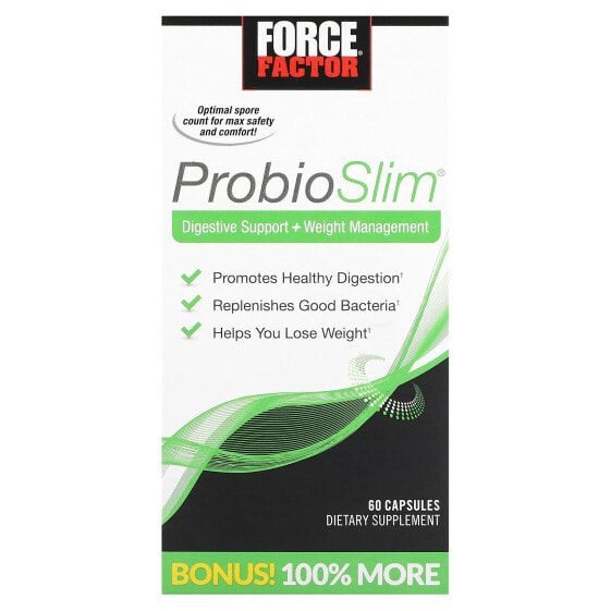 БАД для пищеварения Force Factor ProbioSlim, поддержка пищеварения и управление весом, 60 капсул