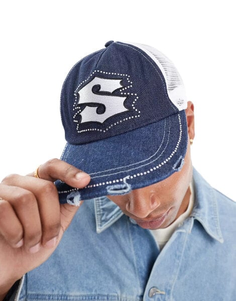 ASOS DESIGN denim cap with contrast stitch