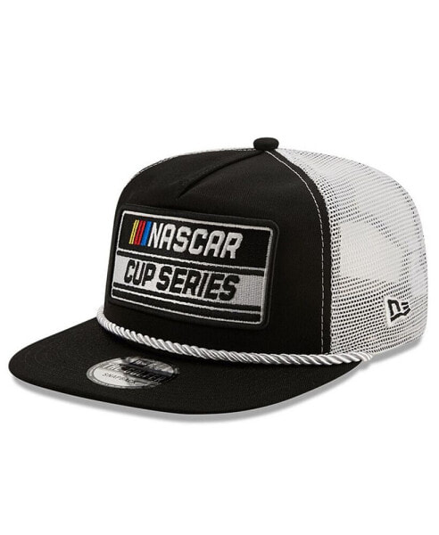Men's Black, White Nascar Golfer Snapback Adjustable Hat