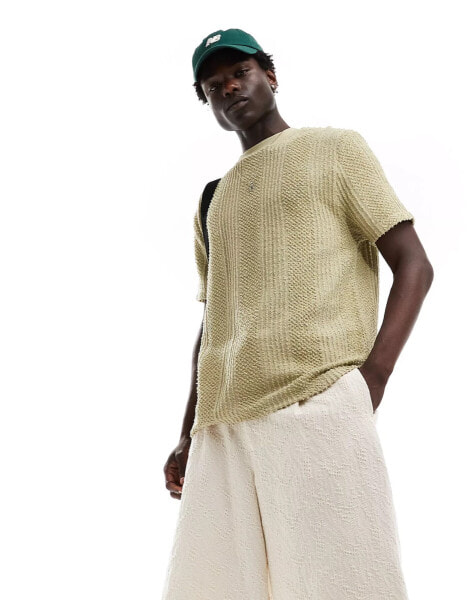 ASOS DESIGN relaxed t-shirt in khaki texture