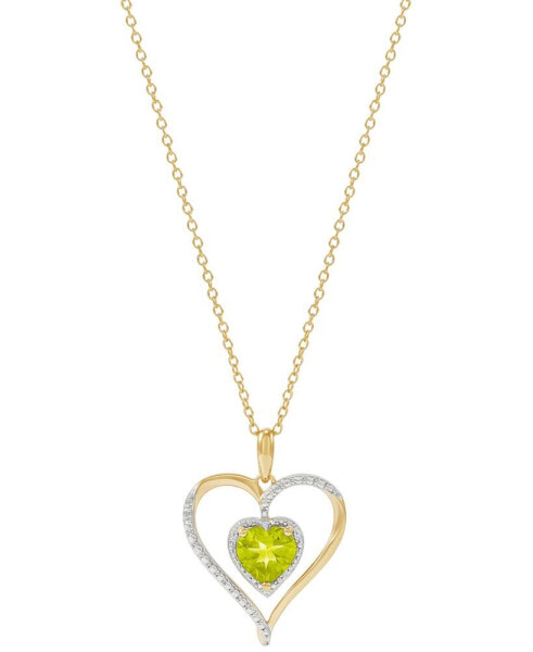 Macy's birthstone Gemstone & Diamond Accent Heart 18" Pendant Necklace in 14k Gold-Plated Sterling Silver