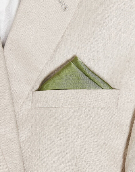 Six Stories satin pocket square in moss green