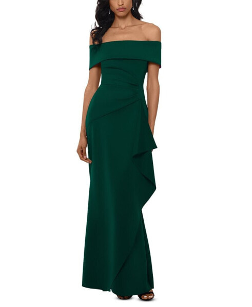 Ruffled Off-The-Shoulder Gown