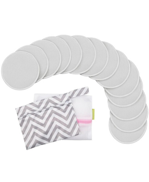 Maternity 14pk Soothe Reusable Nursing Pads for Breastfeeding, 4-Layers Organic Breast Pads, Washable Nipple Pads
