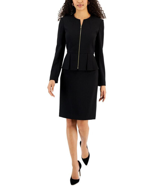 Zipper Jacket Skirt Suit