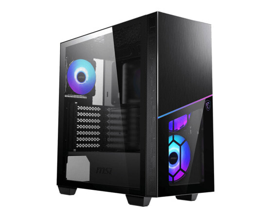 MSI MPG SEKIRA 100R 'S100R' Mid Tower Gaming Computer Case 'Black - 4x 120mm ARGB - Mystic Light Sync - 8 Channel ARGB Hub - USB Type-C - Tempered Glass Panels - ATX - mATX - mini-ITX' - Desktop - PC - Black - ATX - EATX - micro ATX - Mini-ITX - Gaming - Blue
