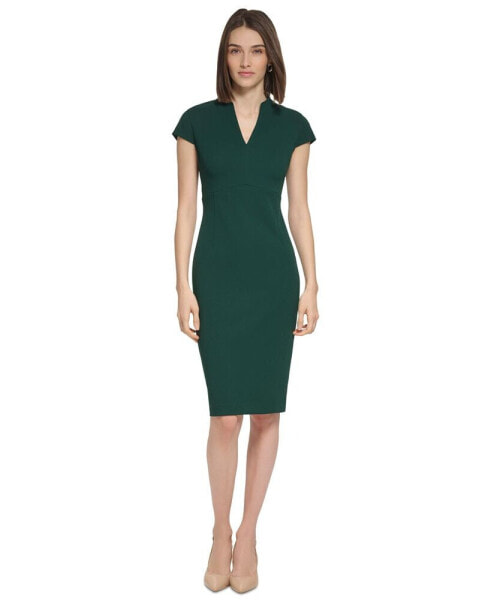 Petite Short-Sleeve Sheath Dress