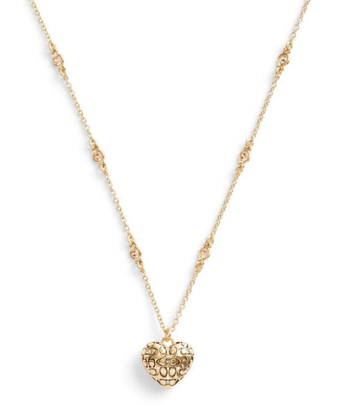 Cubic Zirconia Signature Quilted Heart Pendant Necklace