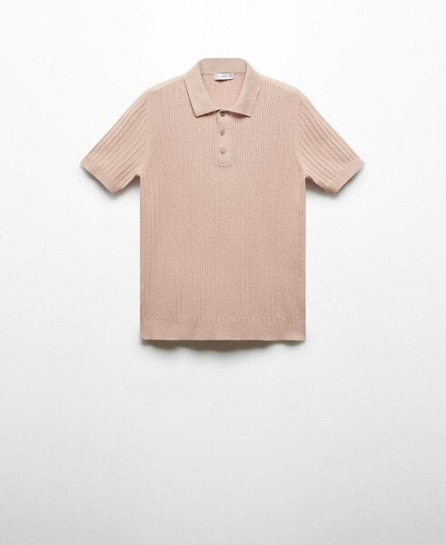 Men's Openwork Knit Cotton Polo