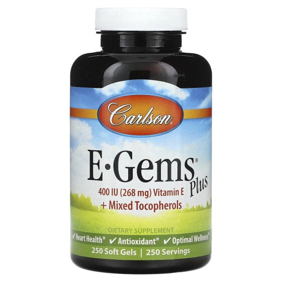 Витамин Е Carlson E-Gems Plus, 400 МЕ (268 мг), 250 капсул