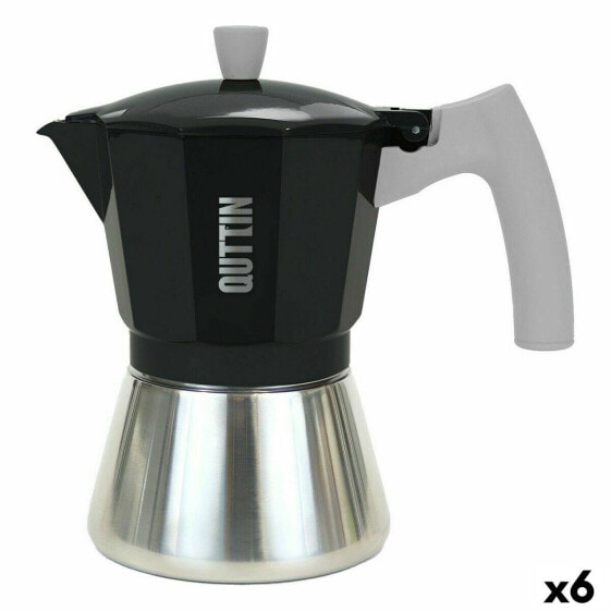 Кофеварка гейзерная электрическая Quttin Italian Coffee Pot 9 Чашек Алюминиево-стальная 450 мл (6 штук)