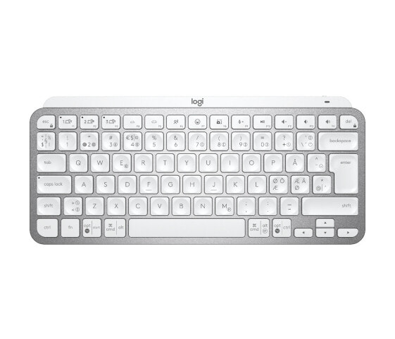 Logitech MX Keys Mini Minimalist Wireless Illuminated Keyboard - Mini - RF Wireless + Bluetooth - Scissor key switch - QWERTY - Grey