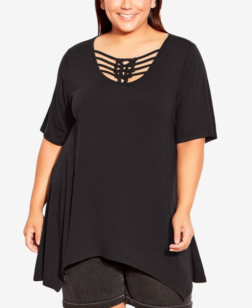 Plus Size Knotted Cage Tunic Top