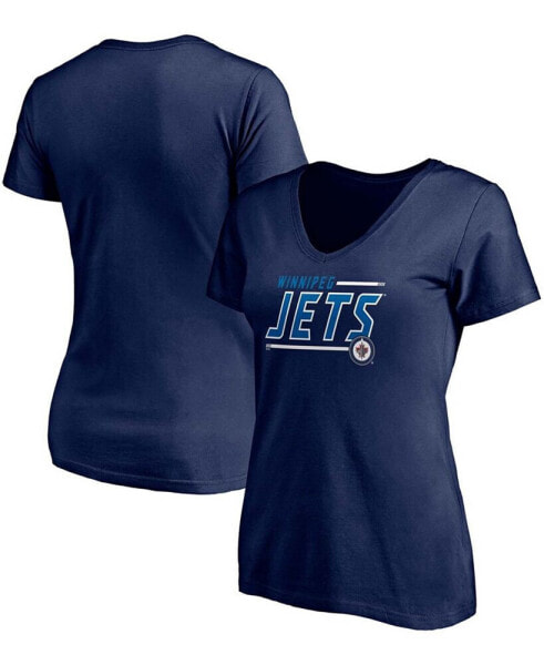 Women's Navy Winnipeg Jets Mascot In Bounds V-Neck T-shirt
