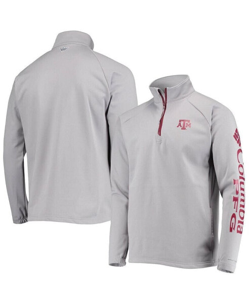 Men's Gray Texas A&M Aggies Terminal Tackle Fleece Raglan Omni-Shade Quarter-Zip Jacket