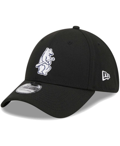 Men's Black Chicago Cubs Logo 39THIRTY Flex Hat