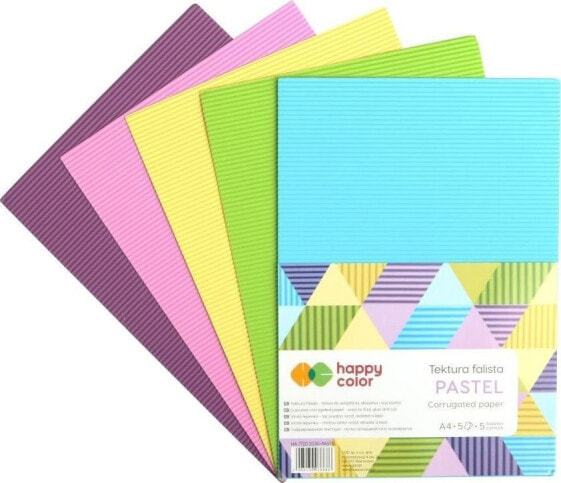 Цветная бумага гофрированная Happy Color набор микс пастель A4/5K