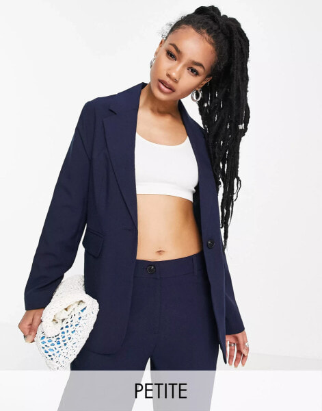 Topshop Petite – Figurbetonter Blazer in Marineblau