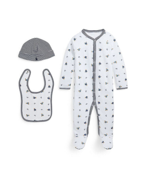 Baby Boys Polo Bear Cotton 3 Piece Gift Set