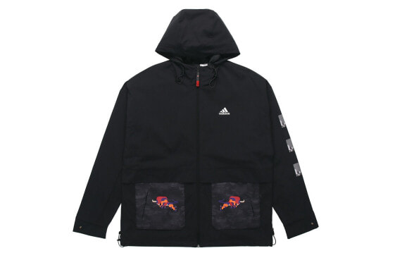 Куртка Adidas CNY JKT утепленная с капюшоном для мужчин, черная