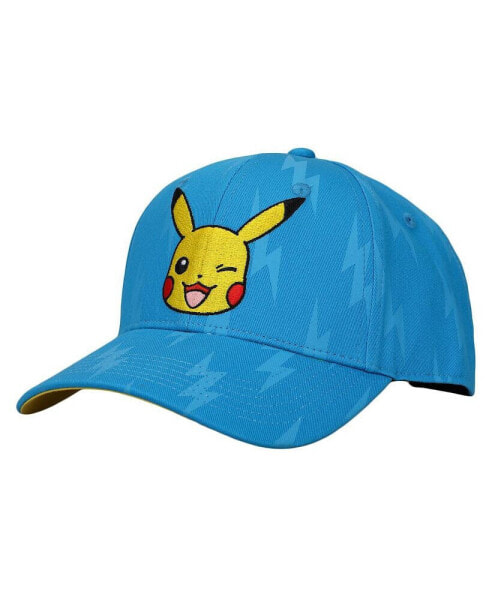 Pikachu Winking Face Men's Blue Baseball Cap