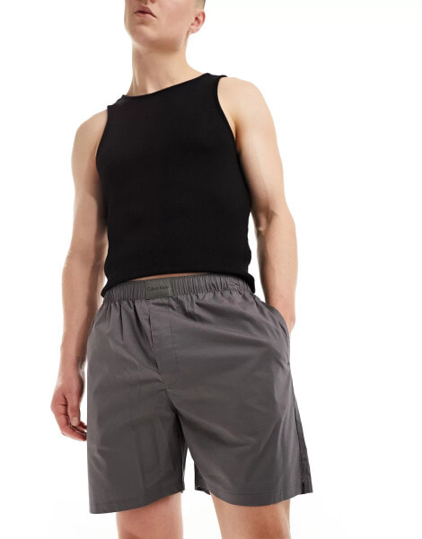 Calvin Klein pure cotton sleep shorts in charcoal