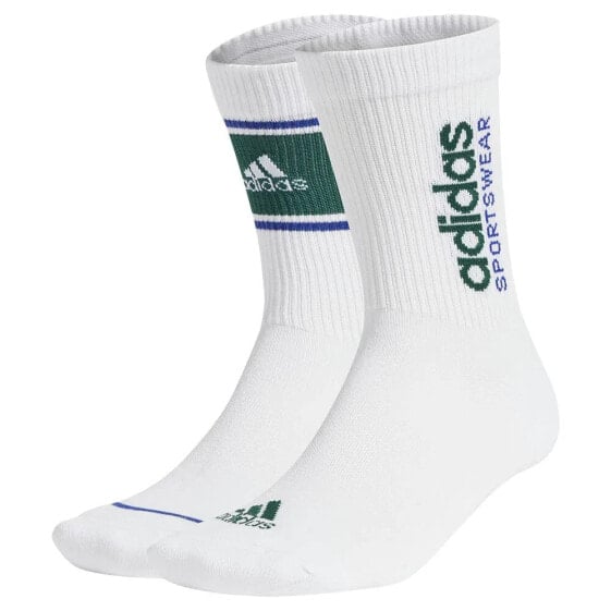 ADIDAS Cushioned Sportswear Logo Graphic crew socks 2 pairs