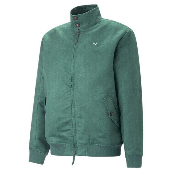 Puma Mmq Harrington Full Zip Jacket Mens Green Casual Athletic Outerwear 5379933