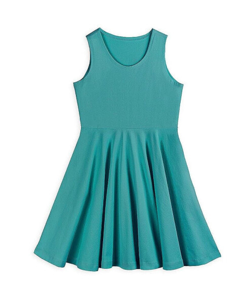 Girls Fair Trade Organic Cotton Solid Sleeveless Twirl Dress