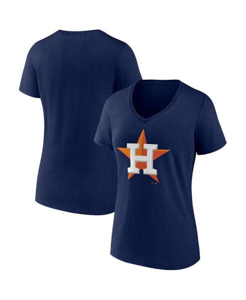 Women's Navy Houston Astros Core Official Logo V-Neck T-shirt