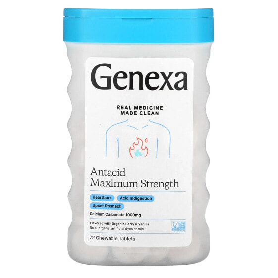 Antacid, Maximum Strength, Organic Berry & Vanilla , 72 Chewable Tablets