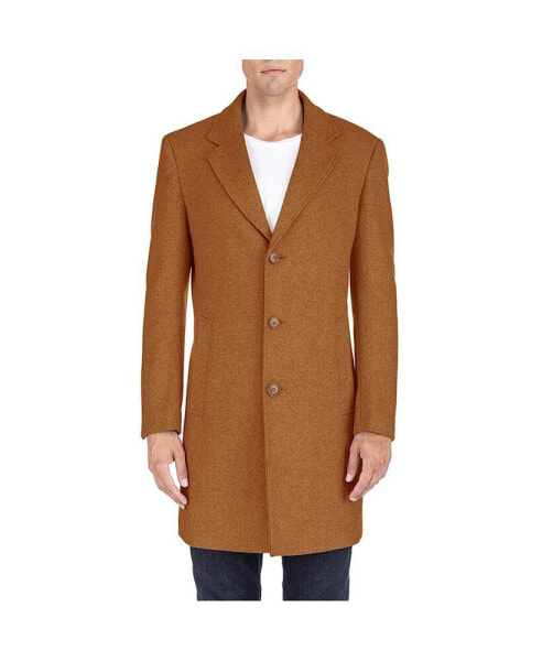 Men's Tailored Wool Blend Notch Collar Wool Blend Walker Car Coat