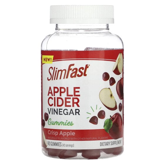 SlimFast, Яблочный уксус, хрустящее яблоко, 90 жевательных таблеток