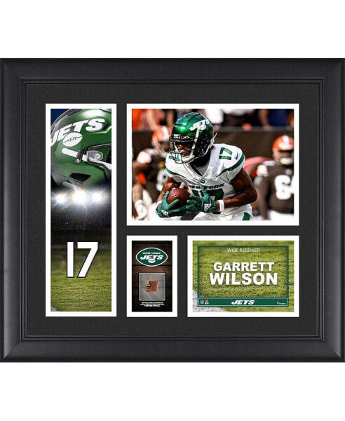 Garrett Wilson New York Jets Framed 15'' x 17'' x 1'' Player Collage with a Piece of Game-Used Ball