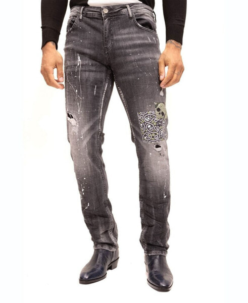 Men's Modern Skull Drip Denim Jeans