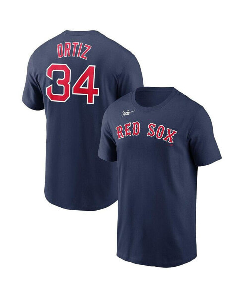 Men's David Ortiz Navy Boston Red Sox Name and Number Logo T-shirt