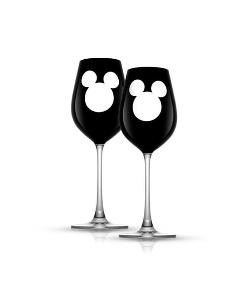Стаканы для белого вина с рисунком Микки Маус JoyJolt Disney Luxury Crystal 16 унций, набор из 2 шт.
