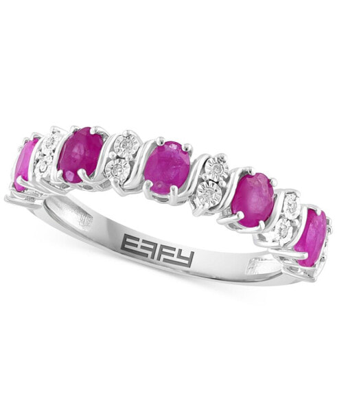EFFY® Emerald (1-1/20 ct. t.w.) & Diamond (1/20 ct. t.w.) Ring in Sterling Silver (Also in Ruby & Sapphire)
