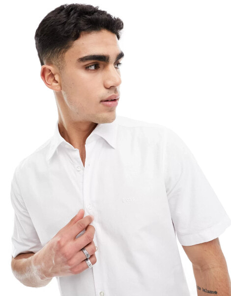 BOSS Orange Rash short sleeve shirt in white