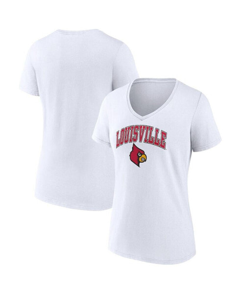 Women's White Louisville Cardinals Evergreen Campus V-Neck T-shirt