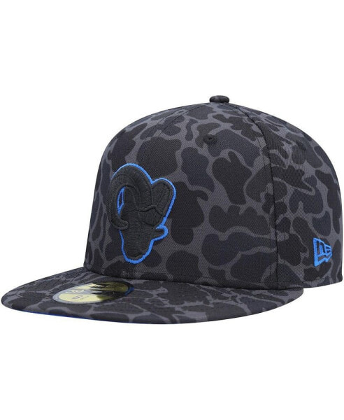 Men's Black Los Angeles Rams Amoeba Camo 59FIFTY Fitted Hat