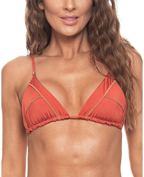 Women's Contrast Detail Over-the-shoulder Triangle Bikini Top