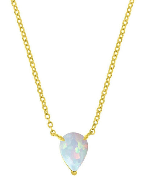 Lab-Grown Opal Pear Cut Solitaire 18" Pendant Necklace (5/8 ct. t.w.)