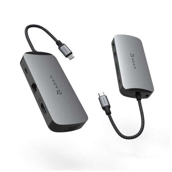 Adam Elements CASA HUB X USB-C 3.1 10-in-1 Port Hub - Wired - USB 3.2 Gen 2 (3.1 Gen 2) Type-C - 100 W - 3.5 mm - Grey - MicroSD (TransFlash) - SD