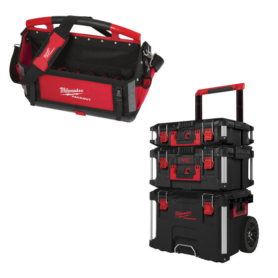 Milwaukee PACKOUT™ Promo-Set Trolley + Kofferset 3-tlg. + Werkzeugtasche 50cm