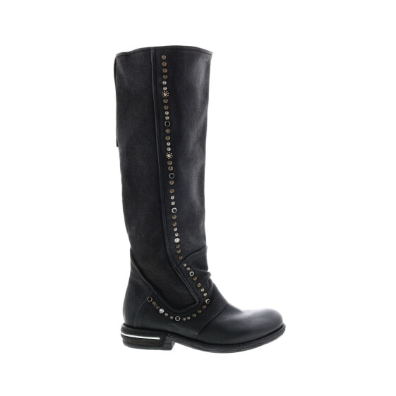 A.S.98 Tye 516338-201 Womens Black Leather Zipper Knee High Boots 6