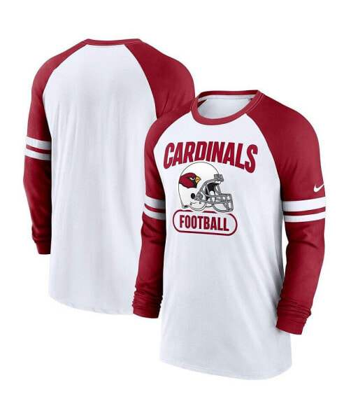 Men's White, Cardinal Arizona Cardinals Throwback Raglan Long Sleeve T-shirt