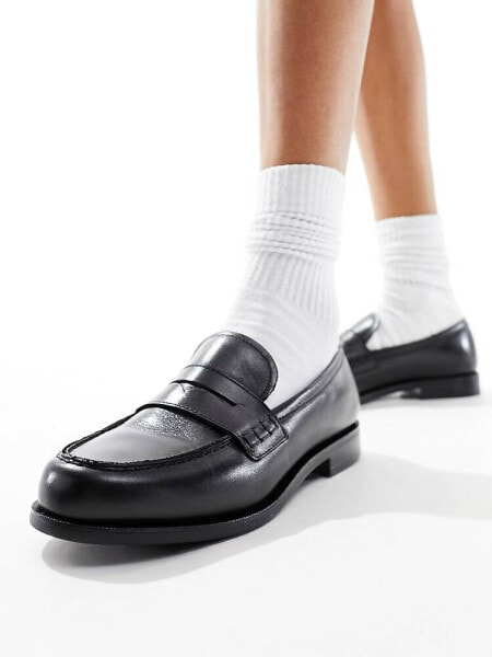 & Other Stories leather loafers in black